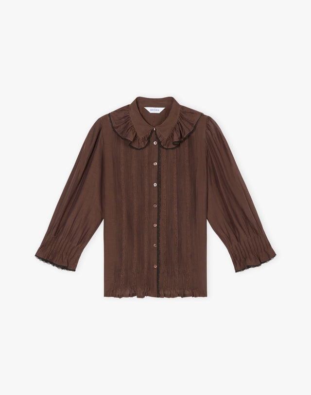 Silk Cotton Frill Collar Shirt