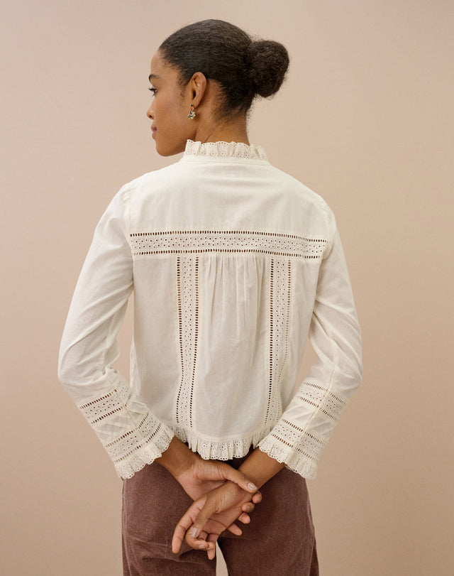 Organic Cotton Broderie Anglaise Blouse