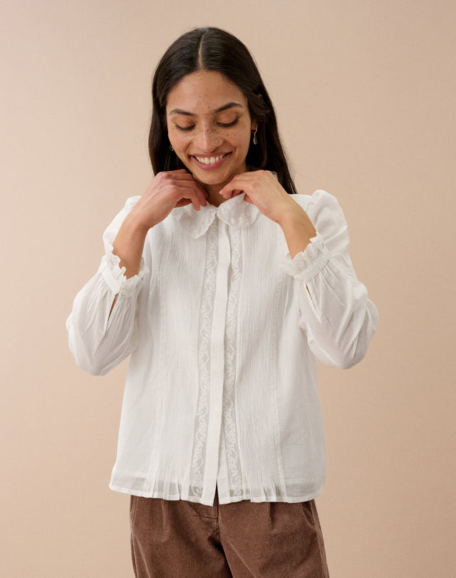 Organic Cotton Lace Trim Blouse