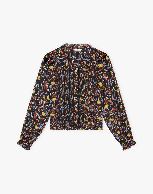 Silk Bouquet Print Blouse