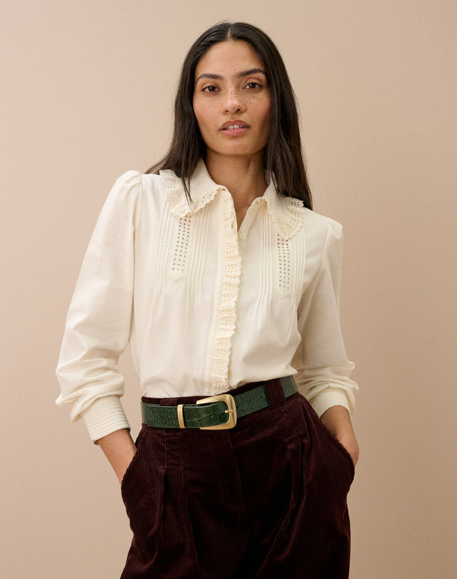 Brushed Cotton Broderie Anglaise Blouse