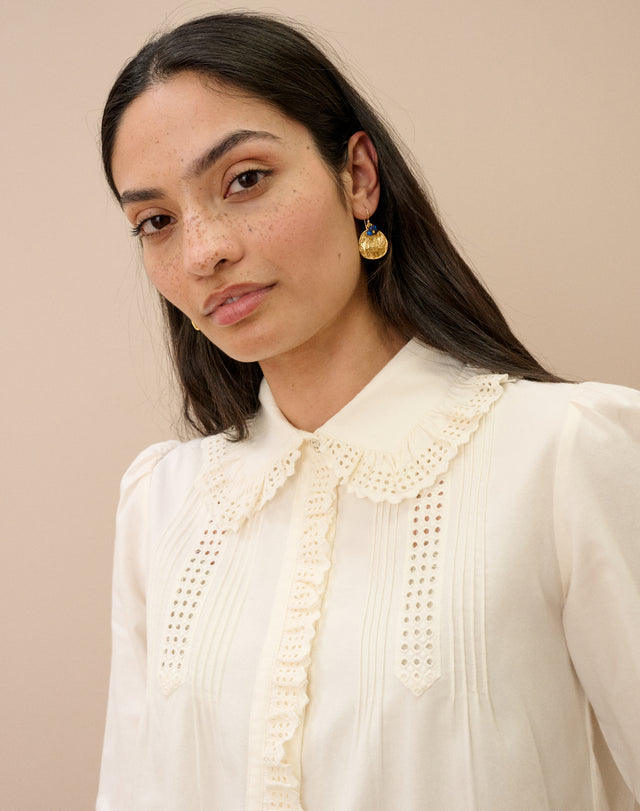 Brushed Cotton Broderie Anglaise Blouse