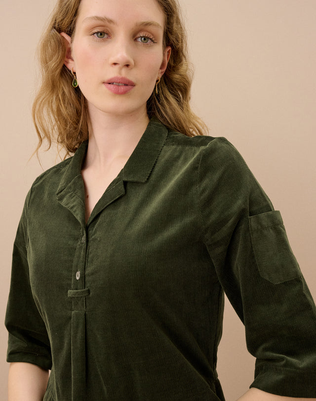 Needlecord Utility Shirt Dress