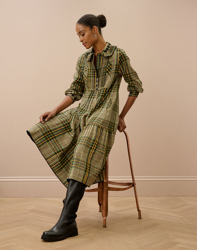 Brushed Cotton Check Shirt Dress