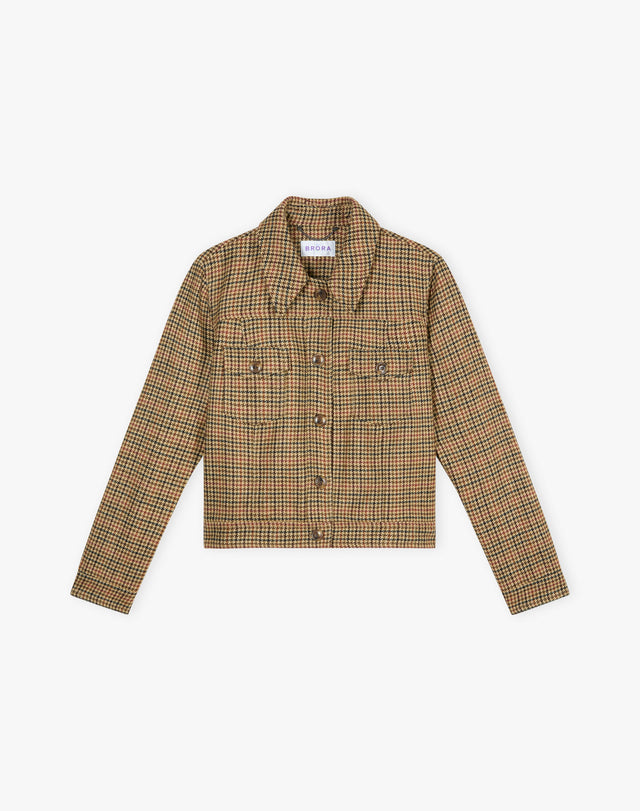 Houndstooth Wool Utility Jacket