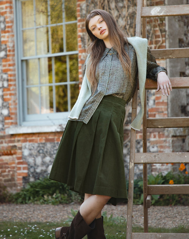 Needlecord Pleated Skirt