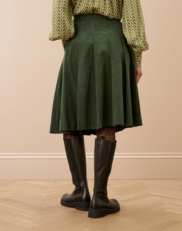 Needlecord Pleated Skirt