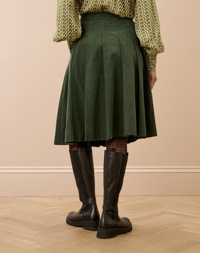 Needlecord Pleated Skirt