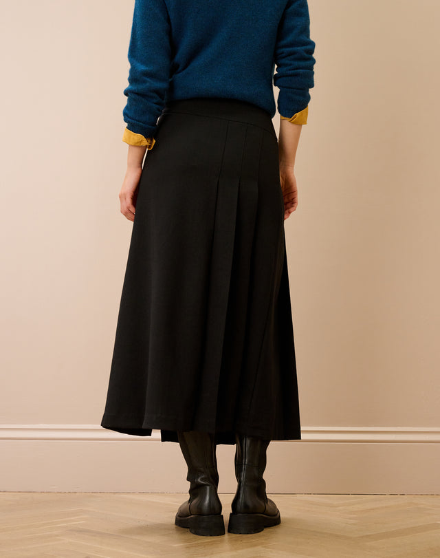Wool Crepe Side Split Kilt