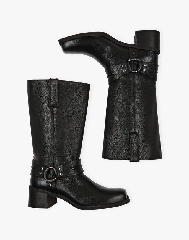 Leather Buckle Boots