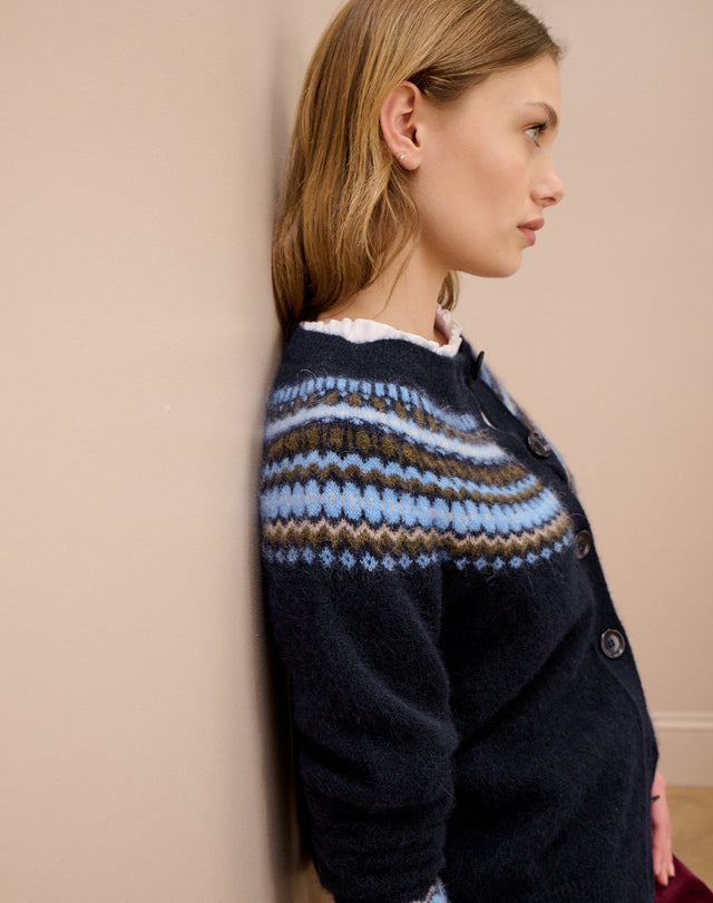 Alpaca Fair Isle Yoke Cardigan