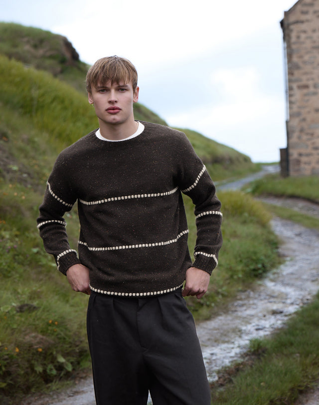 Wool Donegal Textured Stripe Jumper