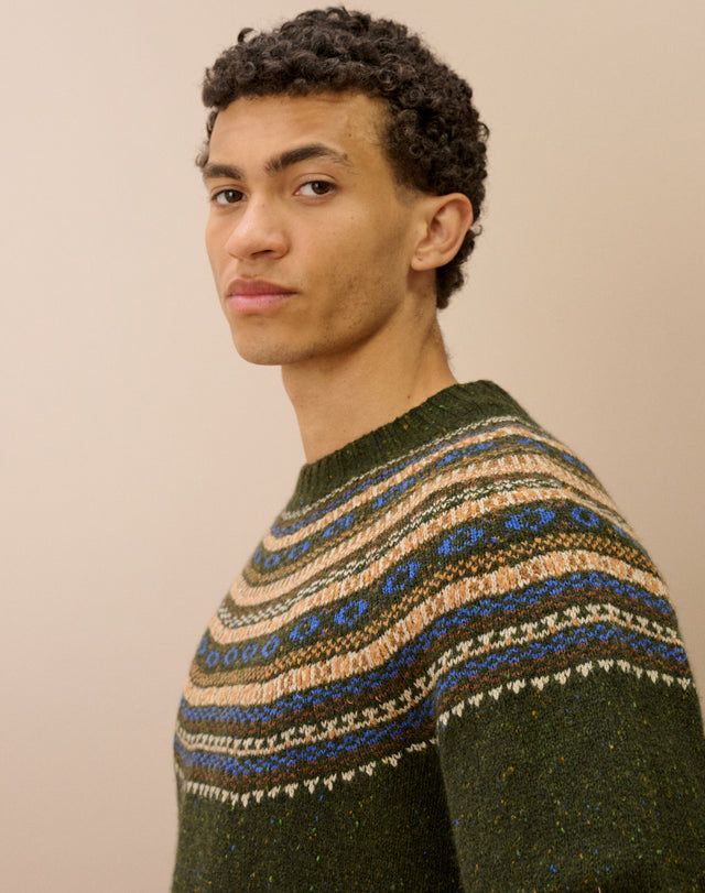 Wool Donegal Fair Isle Yoke Jumper