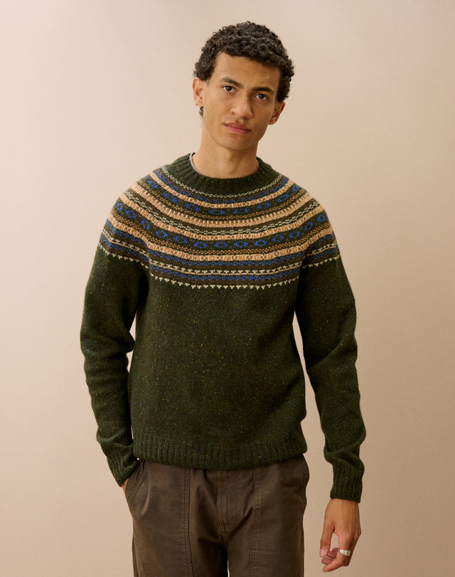 Wool Donegal Fair Isle Yoke Jumper