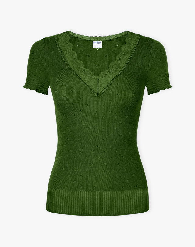 Lace Trim Cap Sleeve Top