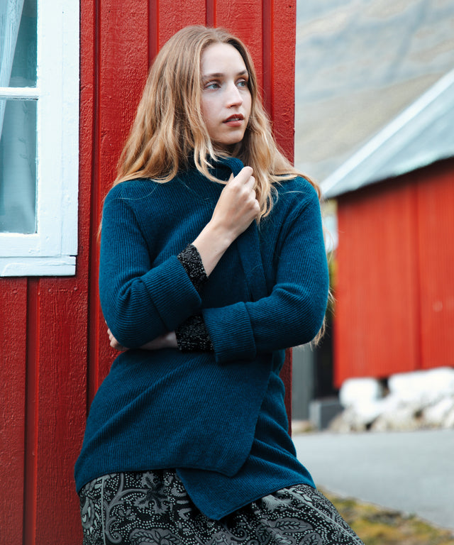 Cashmere Shawl Ribbed Cardigan