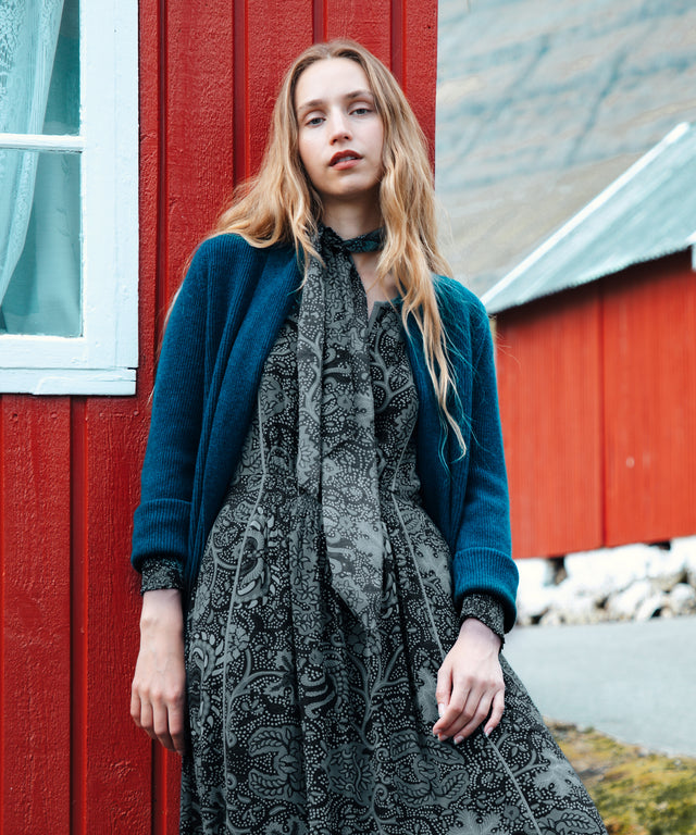Cashmere Shawl Ribbed Cardigan