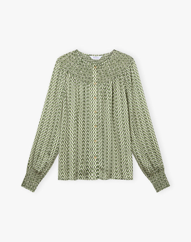 Checkerboard Smock Blouse