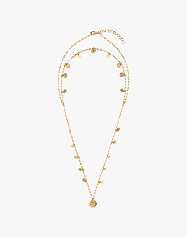Hammered Disc Tiered Necklace
