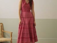 Cotton Check Shirred Sundress