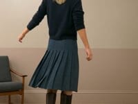 Puppytooth Check Pleated Skirt