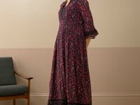Silk Embroidered Pintuck Dress