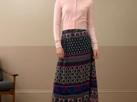 Silk Patchwork Print Skirt