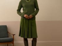 Needlecord Pleated Skirt