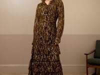 Metallic Spot Paisley Print Dress