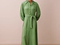Satin Backed Crepe Shirt Dress
