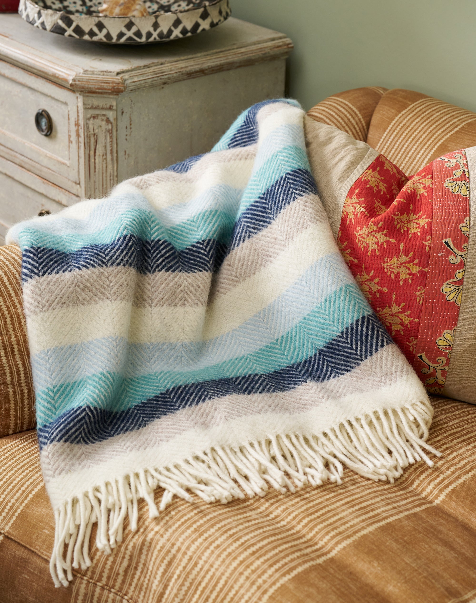 Pure Wool Herringbone Stripe Rug