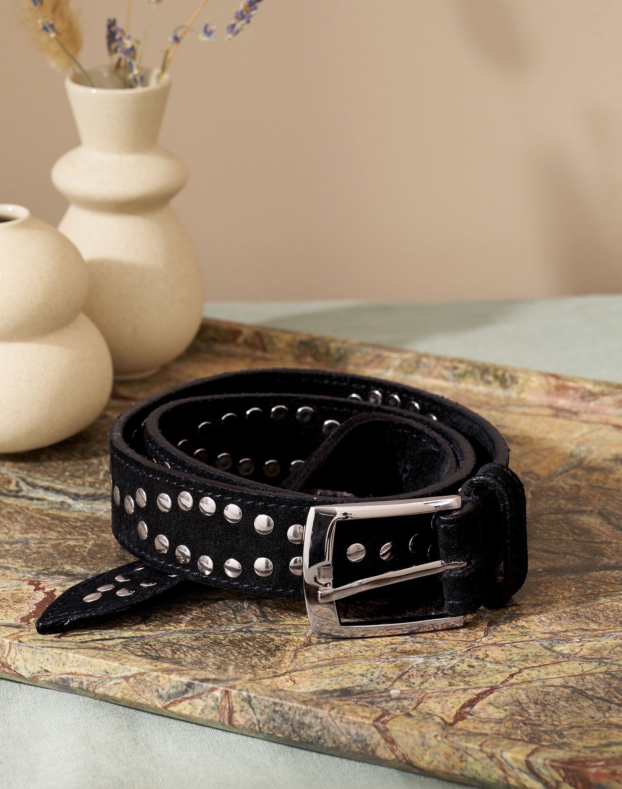 Studded Suede Belt
