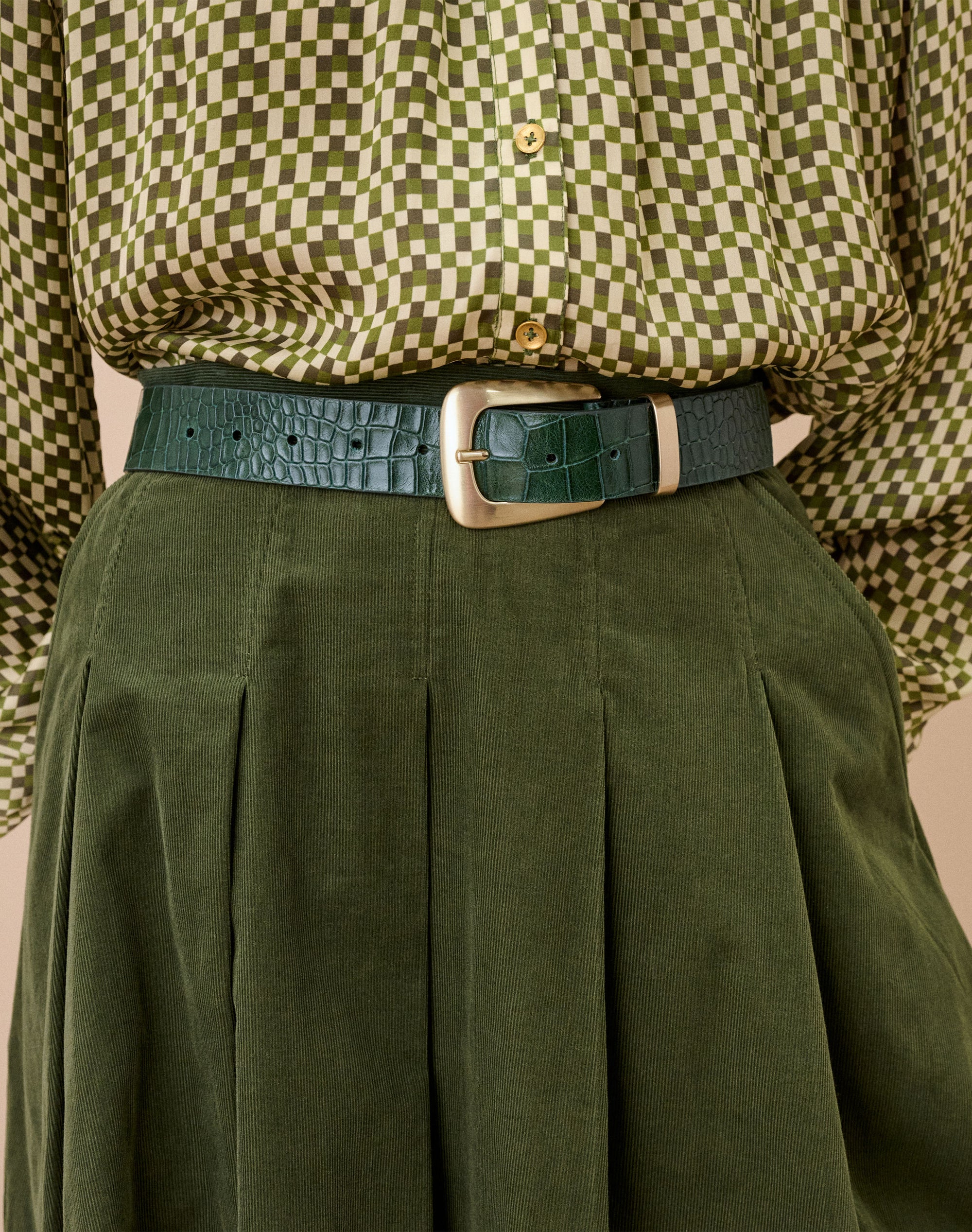 Mock Croc Print Leather Belt