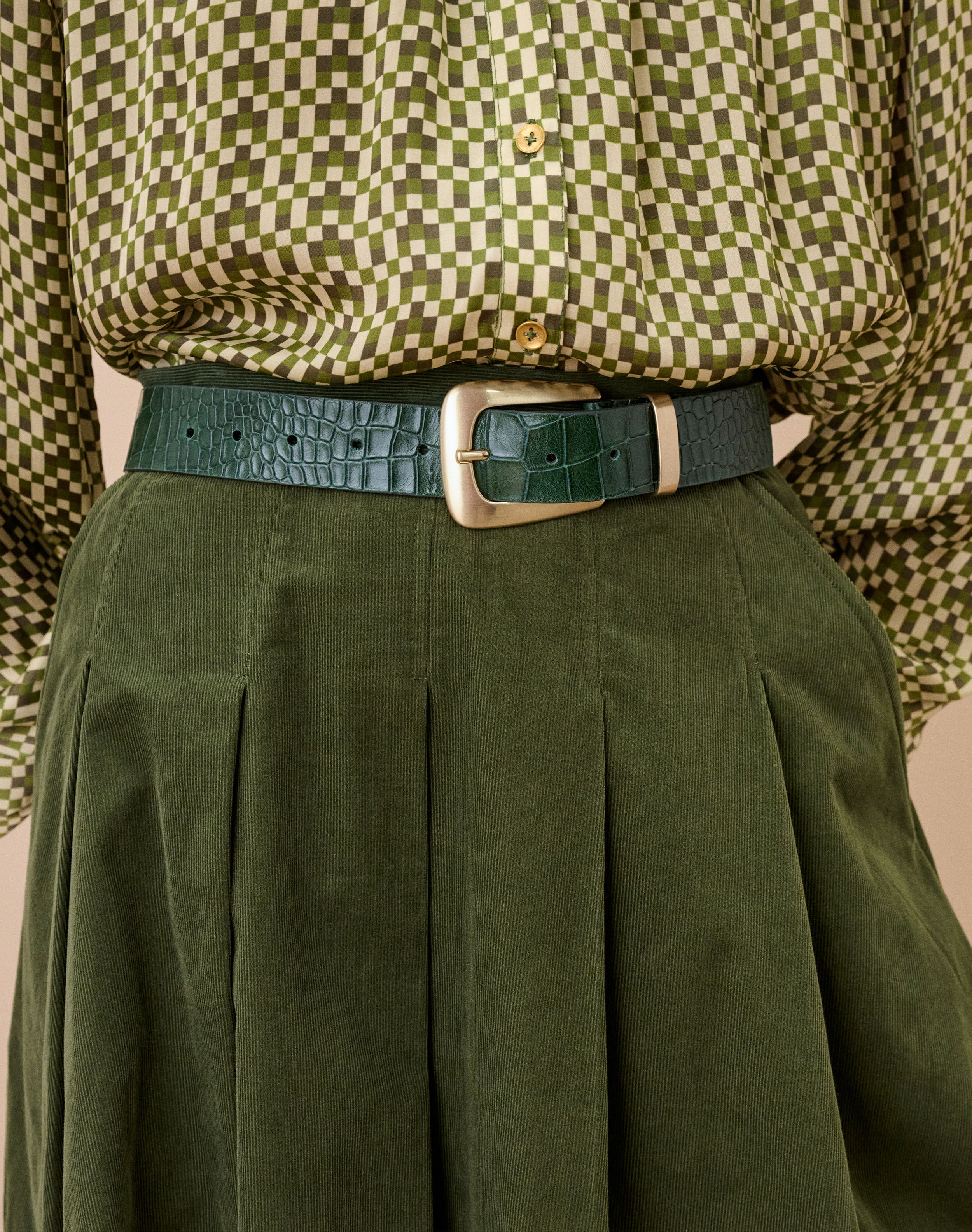 Mock Croc Print Leather Belt