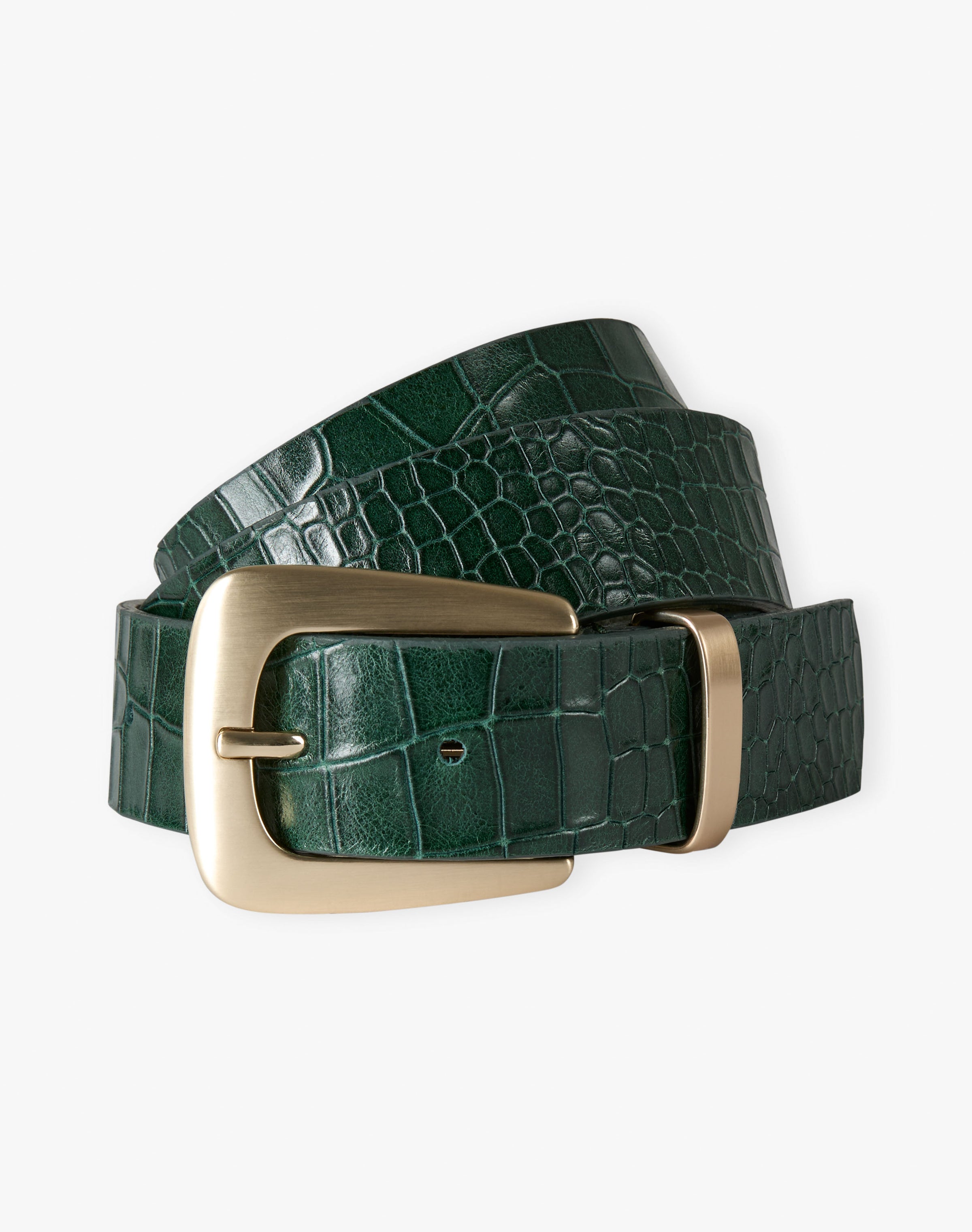 Mock Croc Print Leather Belt