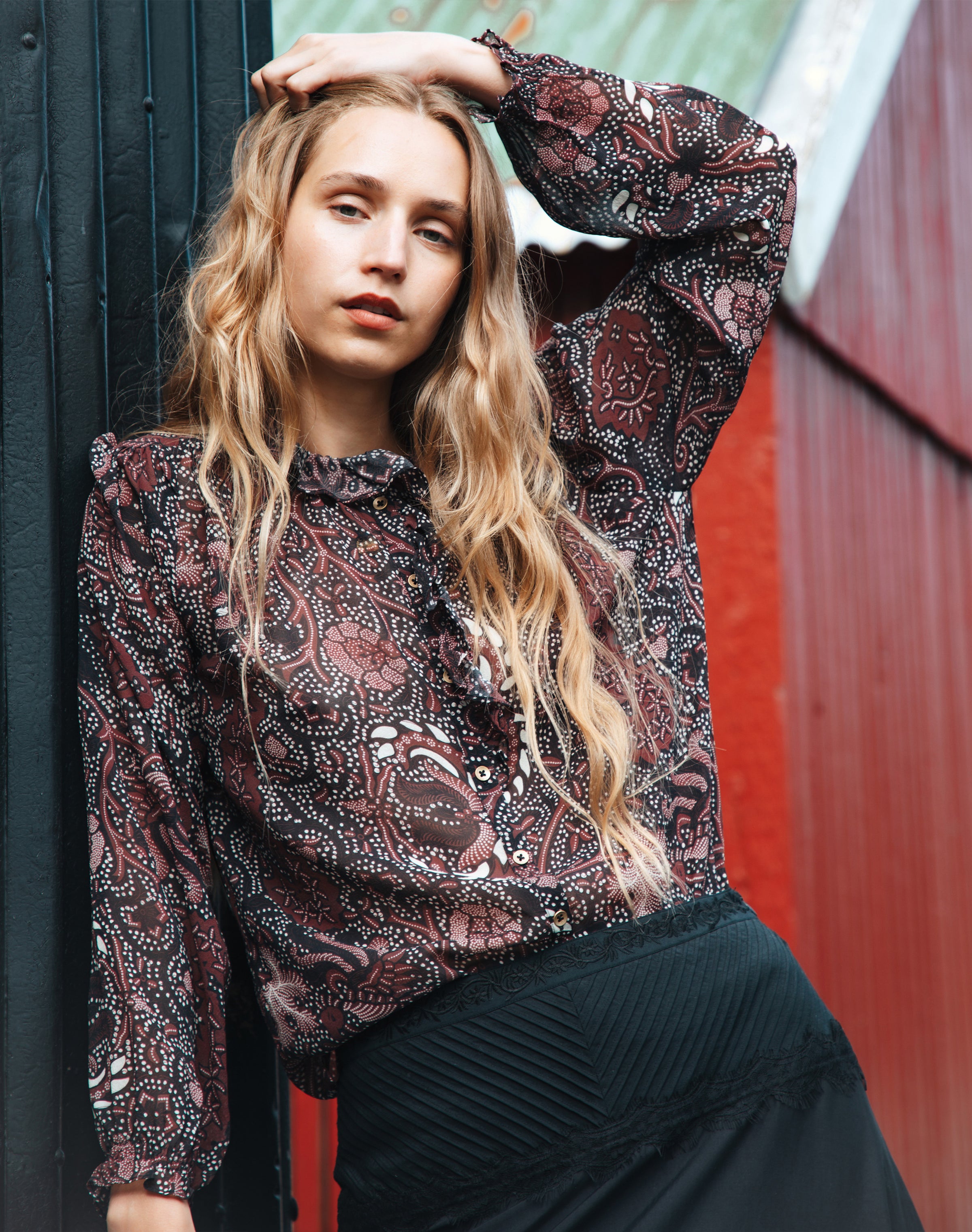 Silk Frill Front Blouse