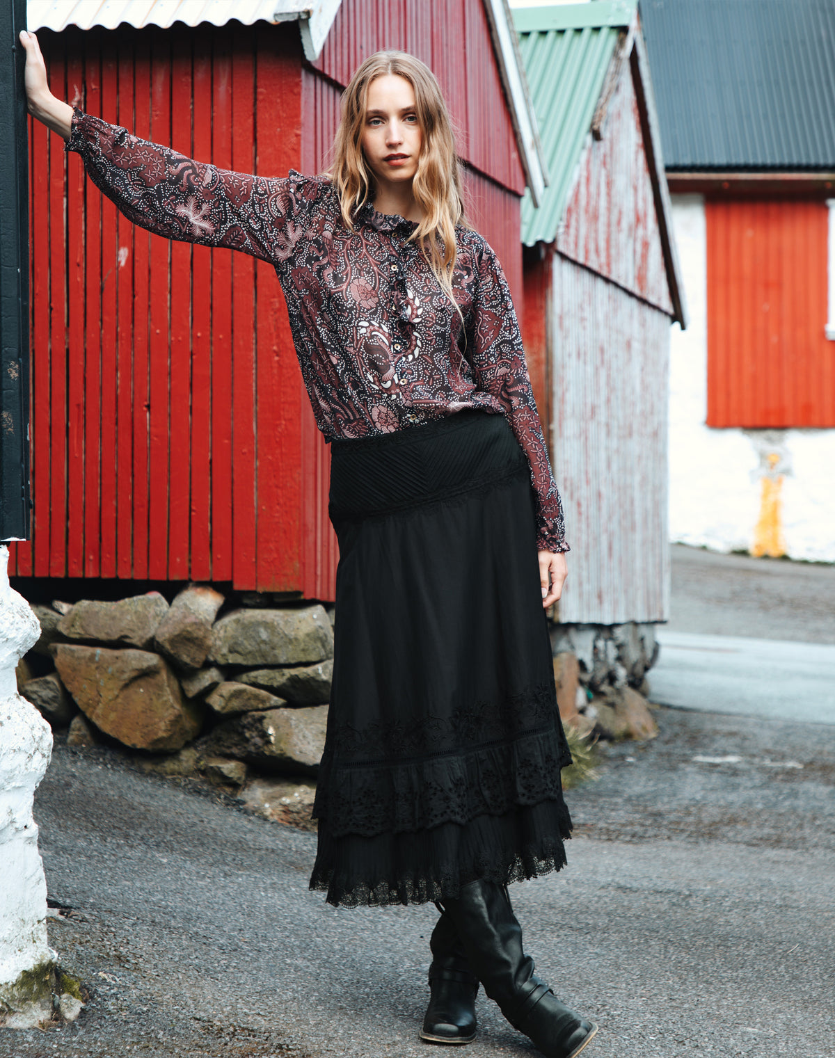 Silk Frill Front Blouse