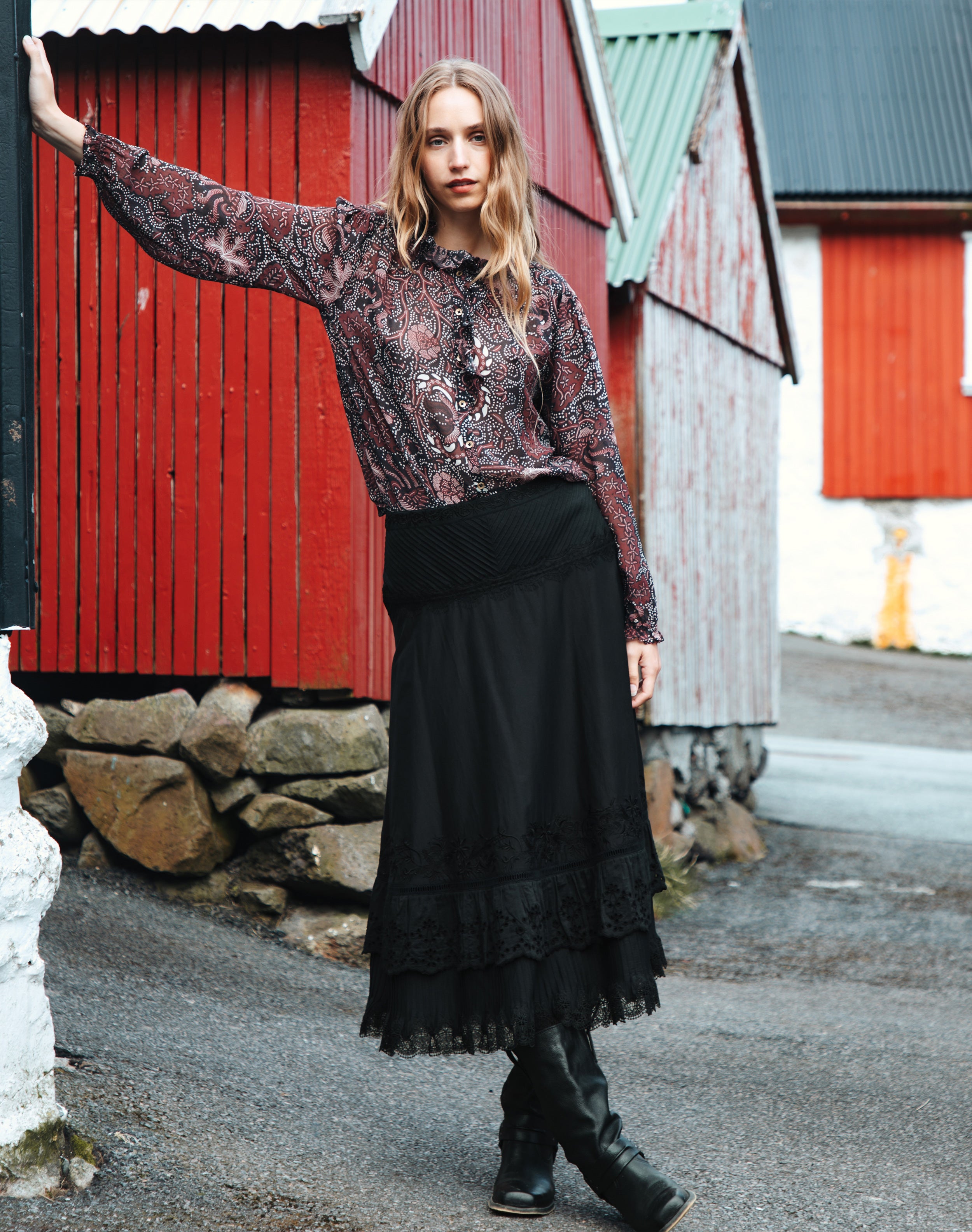 Silk Frill Front Blouse