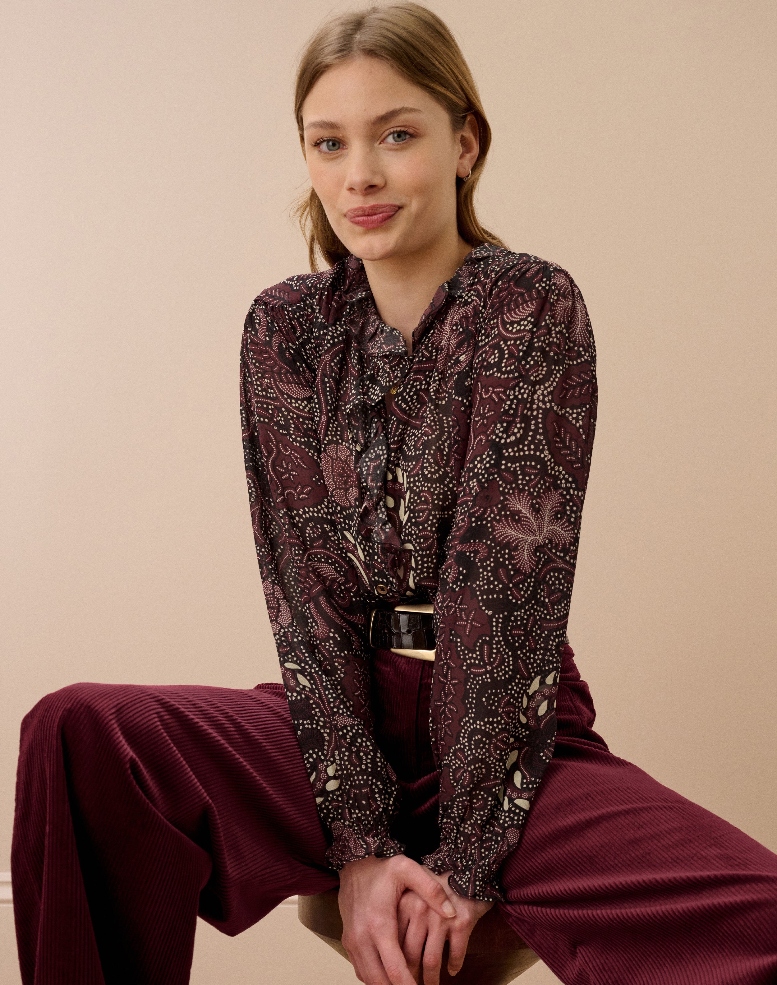 Silk Frill Front Blouse