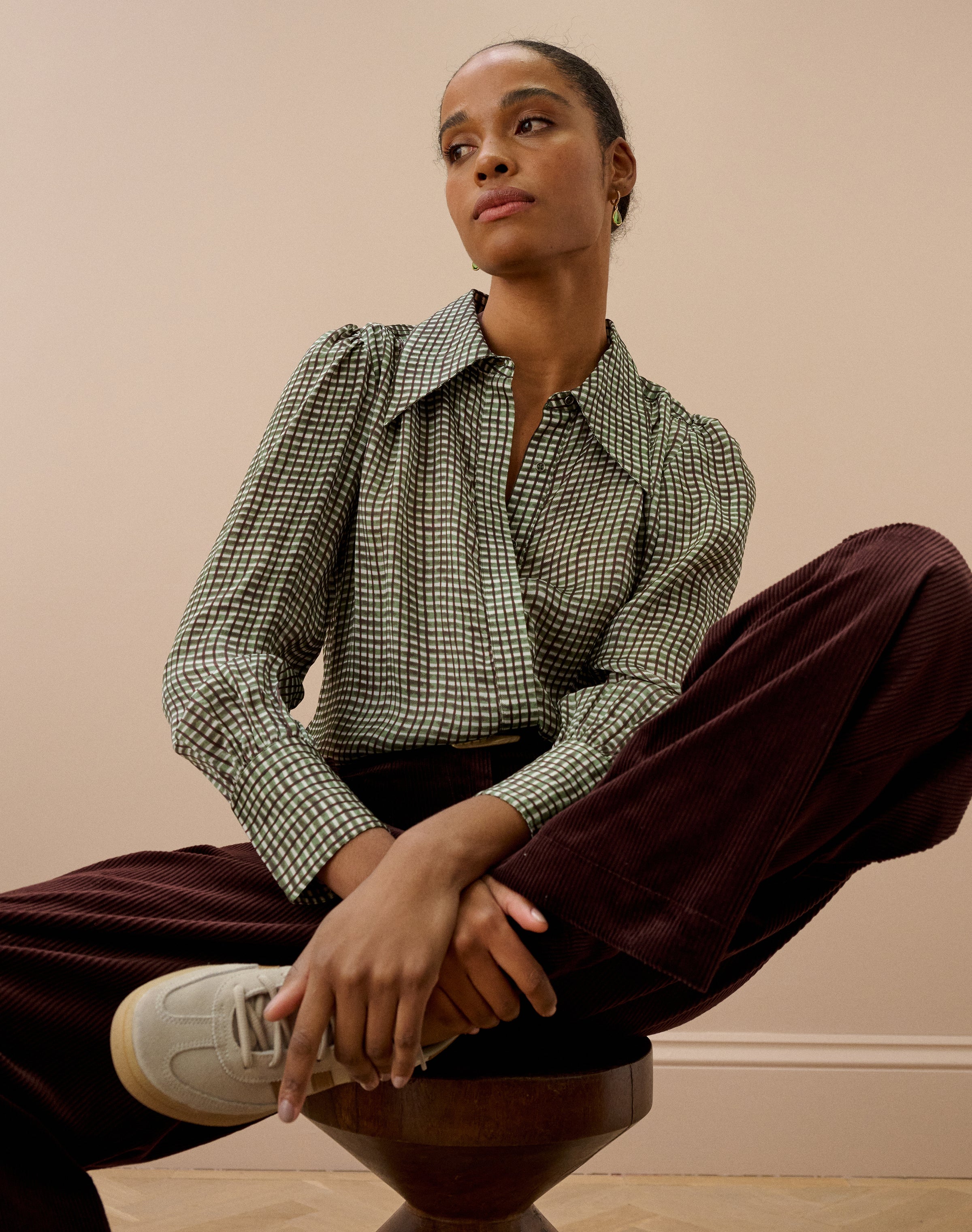 Graphic Check Dagger Collar Shirt