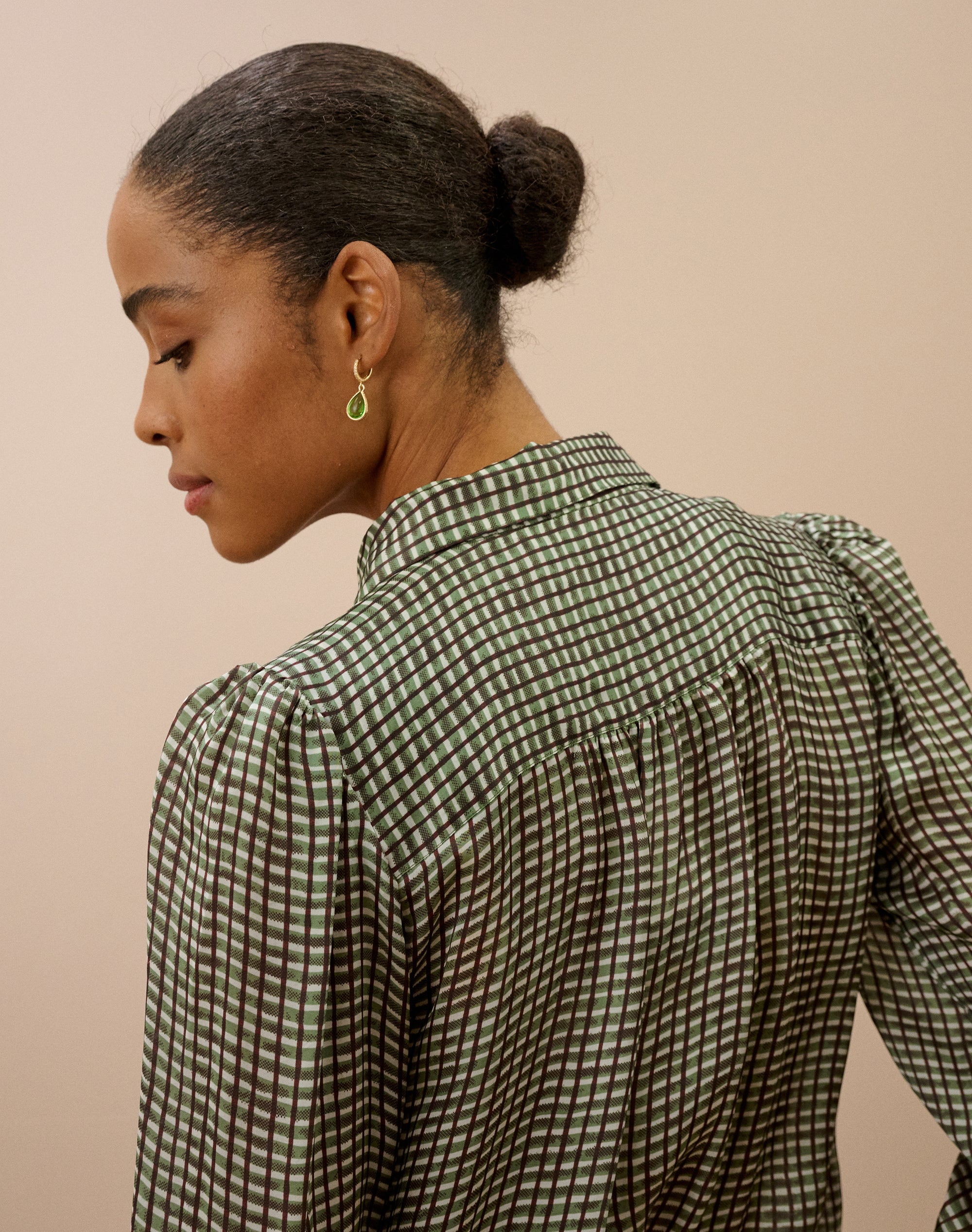 Graphic Check Dagger Collar Shirt