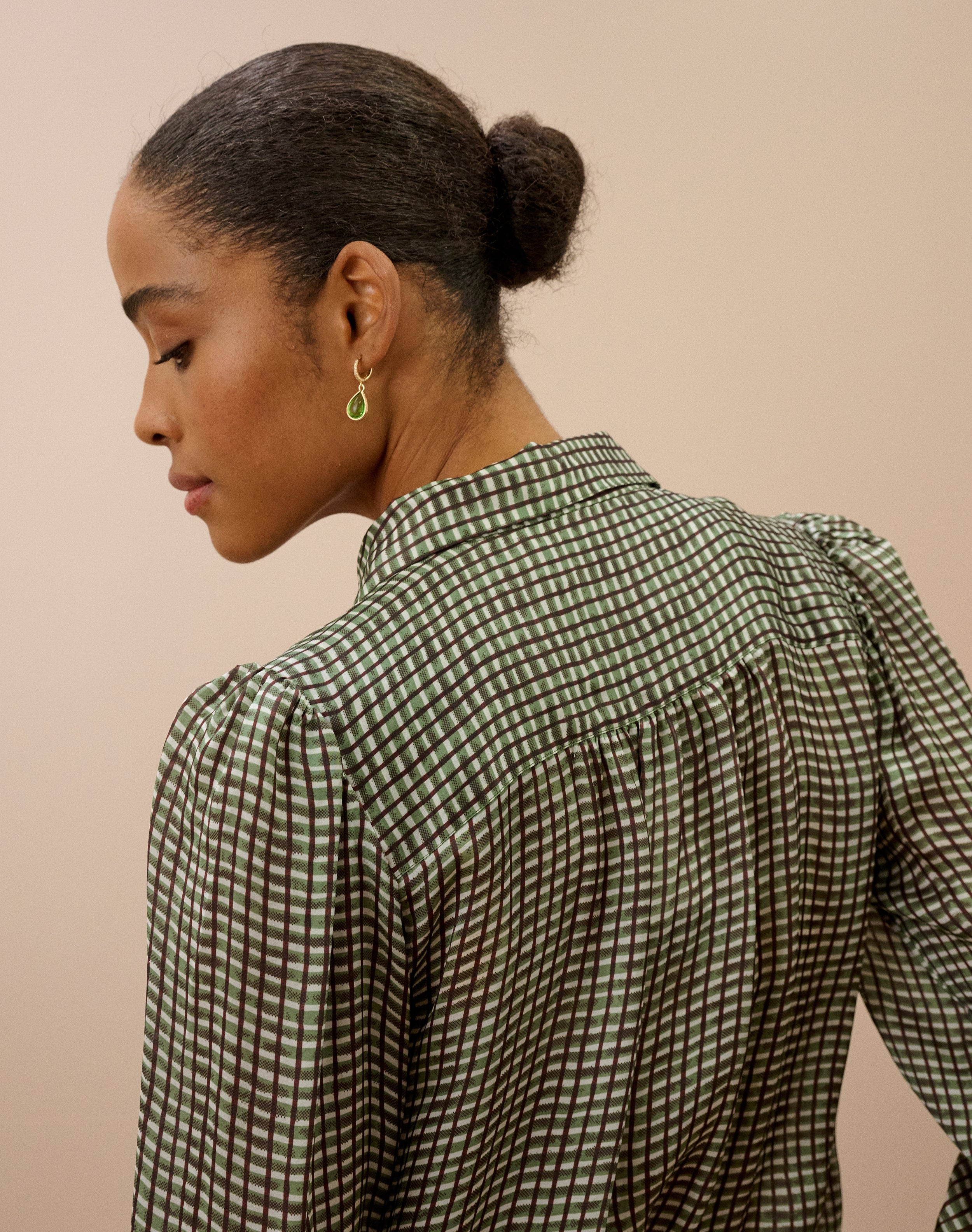 Graphic Check Dagger Collar Shirt