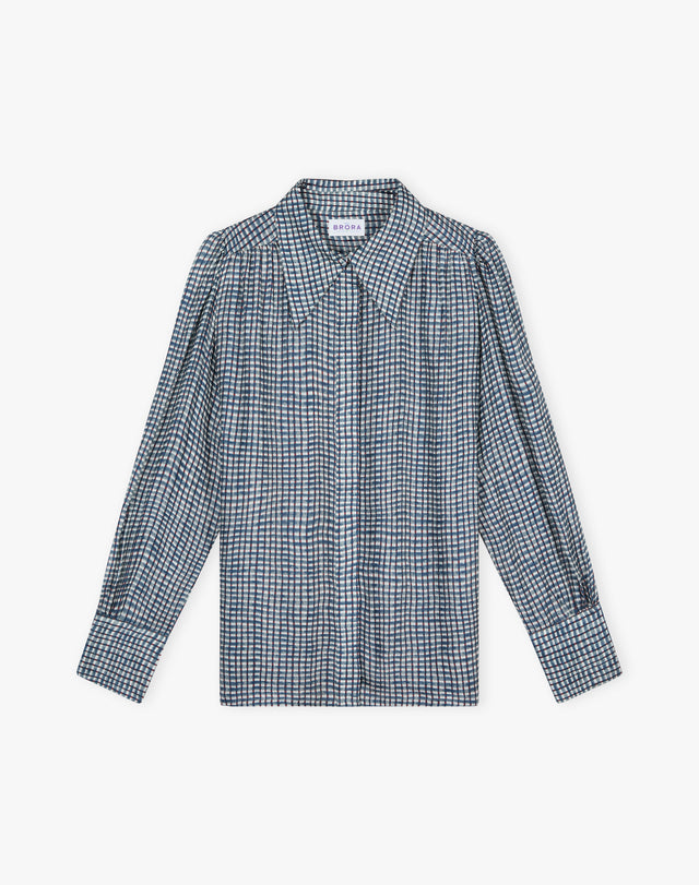 Graphic Check Dagger Collar Shirt
