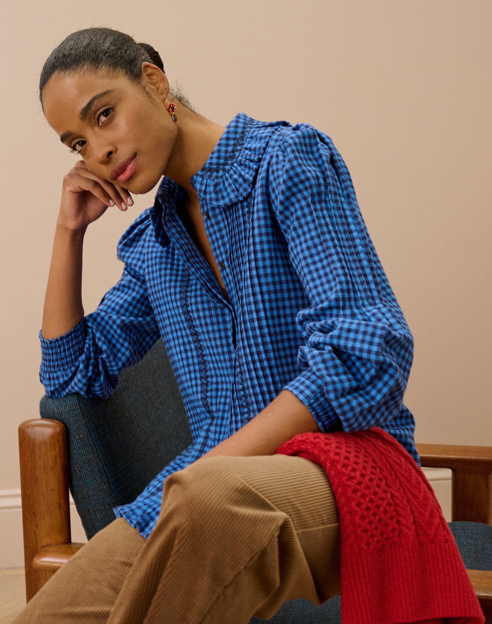 Brushed Cotton Gingham Blouse