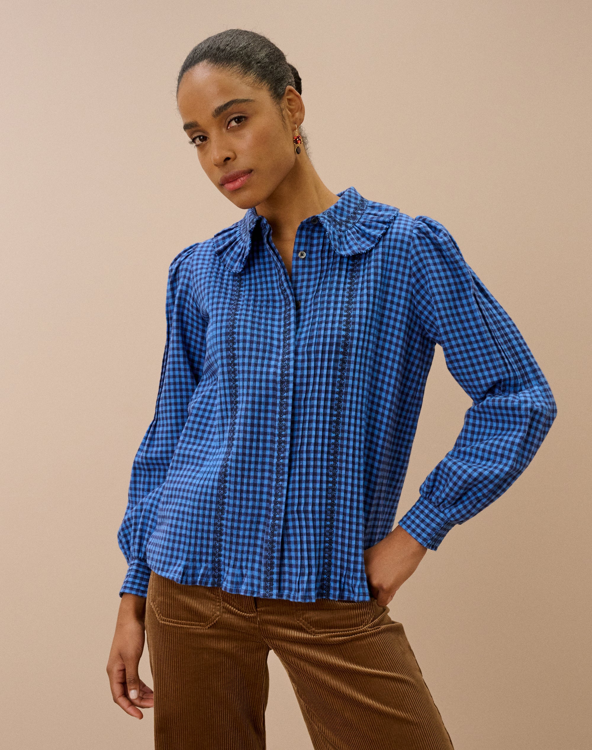 Brushed Cotton Gingham Blouse