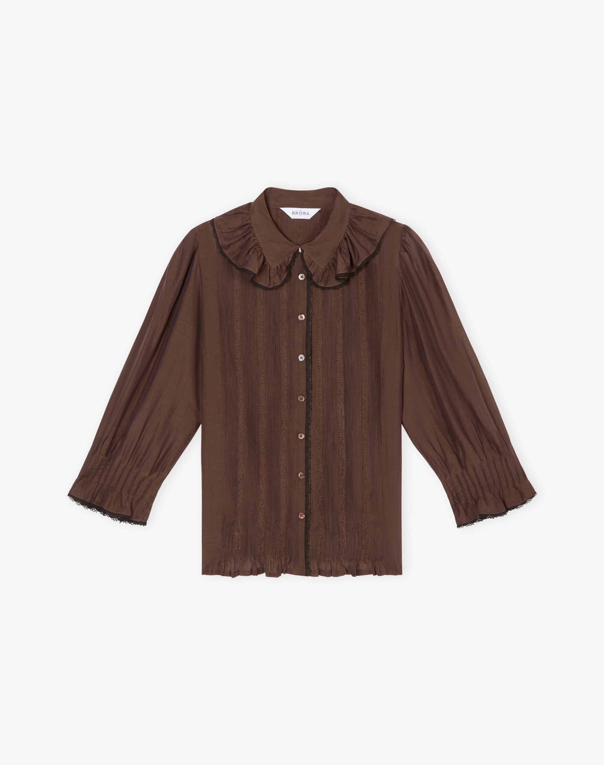 Silk Cotton Frill Collar Shirt