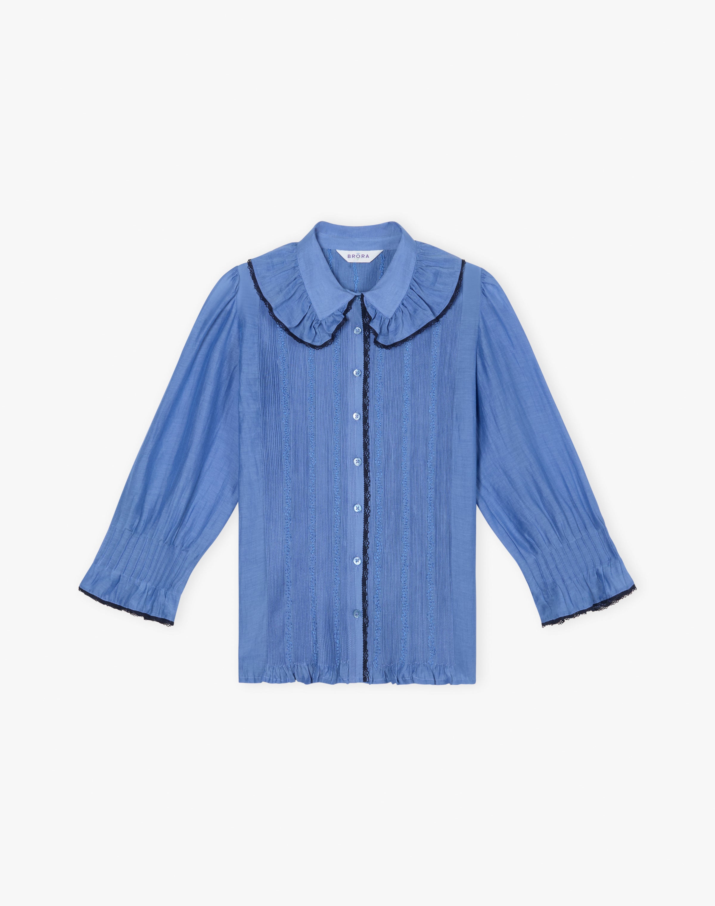 Silk Cotton Frill Collar Shirt