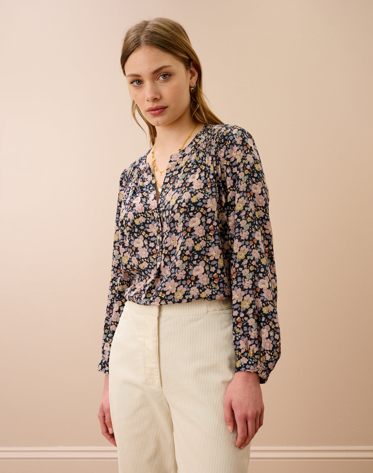 Liberty Print Silk Smock Blouse