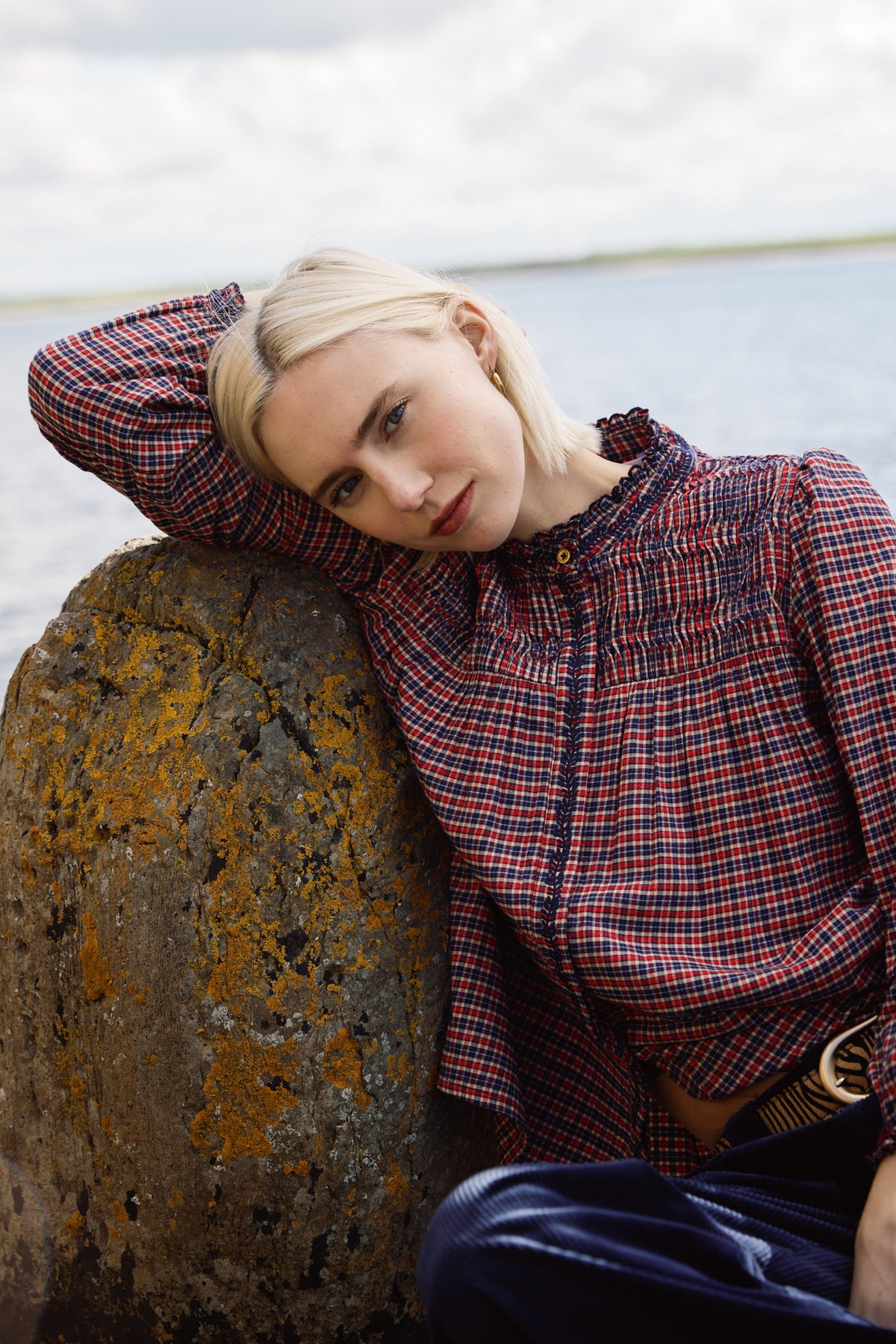 Smocked Mini Check Shirt