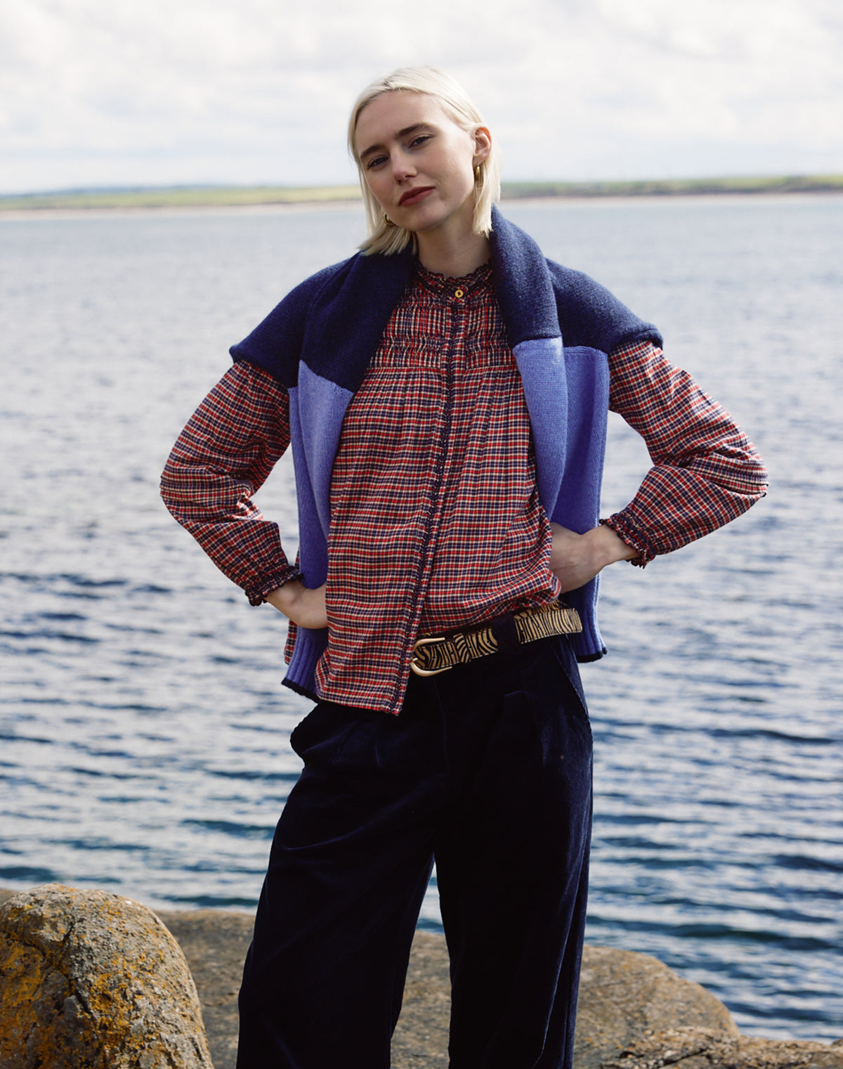 Smocked Mini Check Shirt